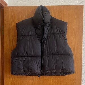 Cropped Black Puffer Vest
